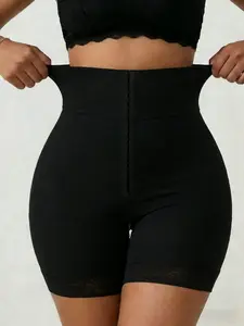1 Count Women's High Waist Tummy Control Shapewear Shorts, Fajas, Adjustable Hook Eye Closure Shaping Panty, Zipper Crotch Butt Lifting Body Shaper Panties, Lace Trim Breathable Anti Roll Down Sculpting Bottom, Ideal for Training & Yoga