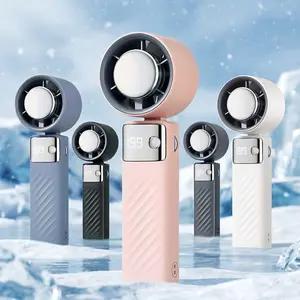 Portable Handheld Cold Pressure Fan Adjustable Turbo Mini Fan USB Rechargeable Digital Display Fan for Women Men Travel Outdoor Gifts