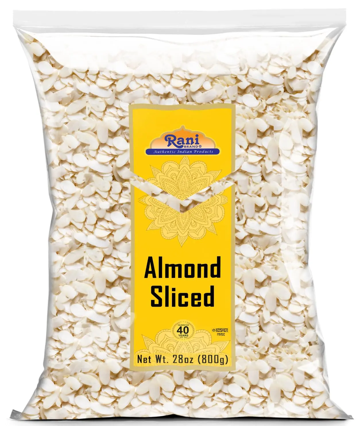 Rani Sliced Almonds (uncooked, unsalted) 28oz (1.75lbs) 800g) ~ All Natural | Vegan | Gluten Friendly | Kosher | Fresh Product of USA ~ California Shelled Almonds