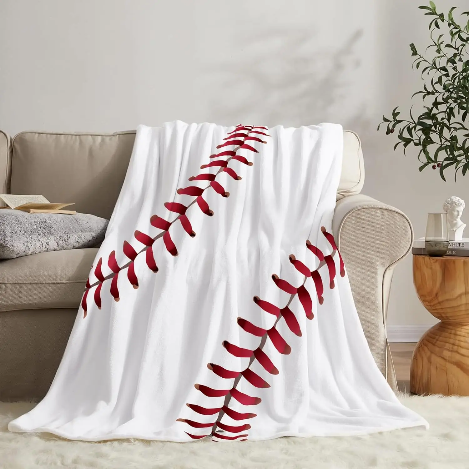 Baseball Sports Flannel Blanket Gift Teen Cool Boys Soft Warm Fuzzy Throw Blanket for Couch Sofa Office Camping Travelling Bed Throws Birthday Presents
