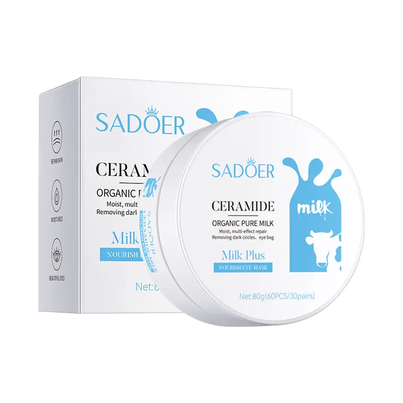 SADOER Ceramide Milk Eye Patches 60PCS, Hydrating Under Eye Gel Pads, Moisturizing Brightening Eye Mask for Dark Circles, Fine Lines & Puffy Eyes, Daily Eye Skin Care