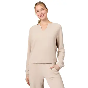 Free Country Women's Ripple Knit Long Sleeve Pullover Top