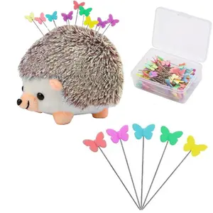 Hedgehog Shaped Pin Cushion Sewing Kit, 1 Set Including Large Pincushion for Quilting & Colorful Pins & Clear Storage Box, Pin Cushion Sewing Kit for DIY Crafts, Needle Crafts Kit