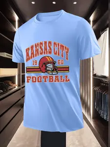 Vintage Sports Style Men's Kansas City 1960 Football Printed Short Sleeve T Shirt