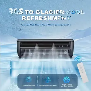 Portable Ice Mist Fan | Super Strong Wind, Three-speed Wind, Suitable for Kitchen, Outdoors, RV | Can Be Hung or Placed on Desk, High-end Design