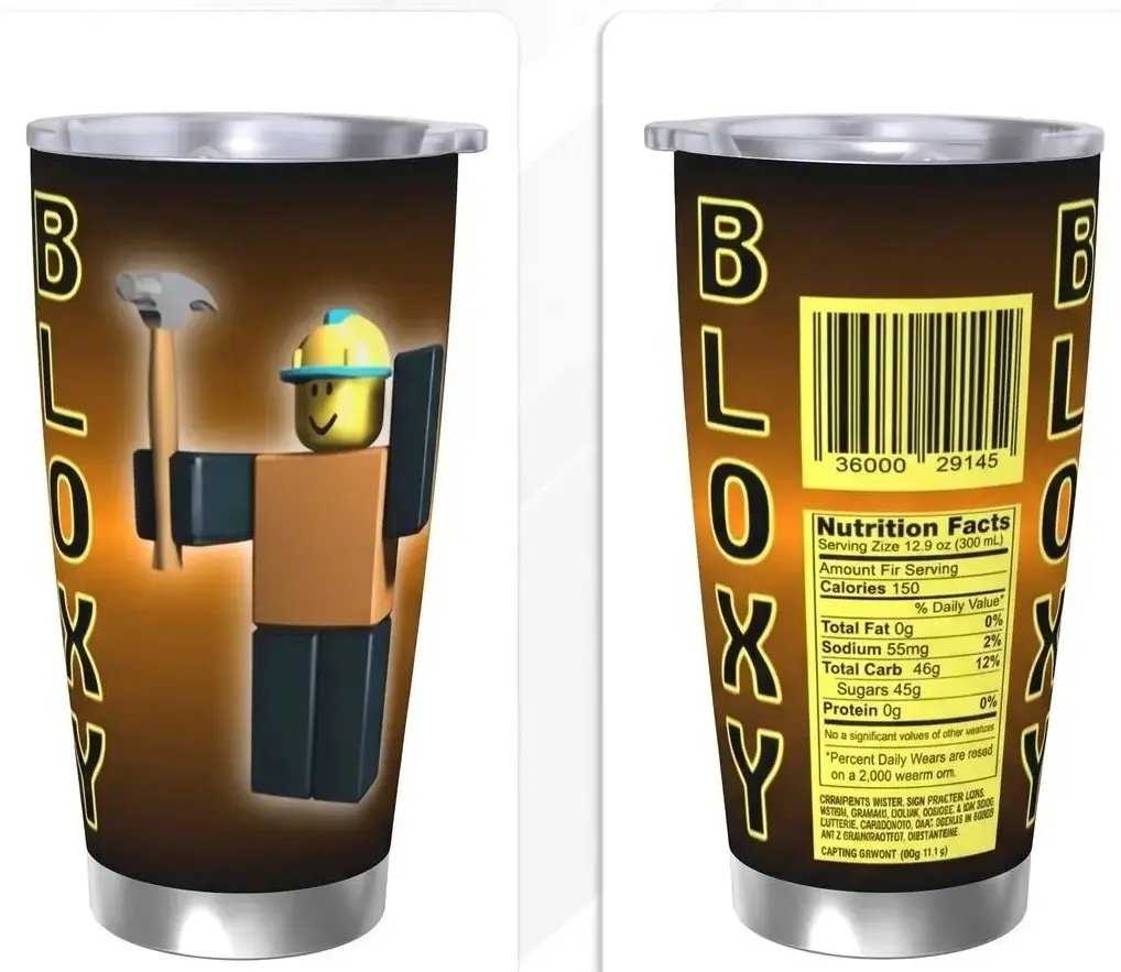 Roblox Bloxy Cola 20oz Tumbler - Builderman Gamer Stainless Steel Insulated Water Bottle - Birthday Christmas Gift for Roblox Gamers Kids Teens