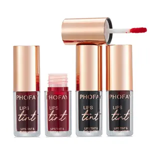 PHOFAY Lip Tint & Cheek Stain - Buildable Lip Stain for Natural Flushed Glow, Long-Wearing Smudge-Proof Transfer-Proof Non-Drying Formula, Moisturizing Dewy Sheer Tint for Lips & Cheeks