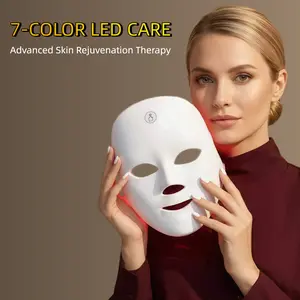 7-Color LED Light Therapy Face Mask, Photon Skin Rejuvenation Facial Device, 90-Bead Full-Face LED Coverage for Daily Skincare, Rechargeable Cordless Beauty Mask, Lightweight Home Spa Self-Care Gift for Women