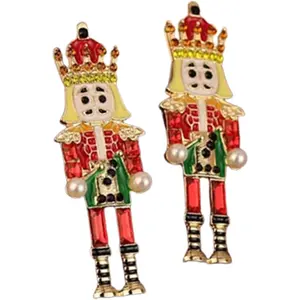 Christmas Earrings for Women, Nutcracker Stud Earrings Creative Beaded Santa Claus Earrings Cute Nutcracker  Holiday Earring