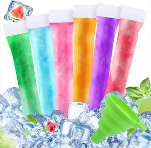 160 count Disposable Popsicle Bags with Funnel, Ice Pop Molds Double Zipper Freezer Tubes  Ice Candy Sticks for DIY Yogurt Juice Smoothies(1.96"x7.87")  Family & Party Snacks