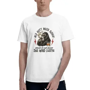 Unisex German Quote Gorilla Aesthetic T Shirt, Retro Funny Streetwear Tee When God Created Me He Grinched And Thought It Would Be Funny Gorilla Unisex Graphic T Shirt, Funny German Quote Gorilla Tee