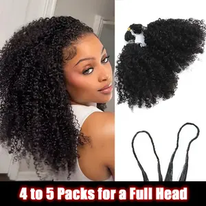 YGwigs Feather Crochet Human Hair Extension Double-Strand 60g/Pack, 4 to 5 Packs Recommended for a Full Head