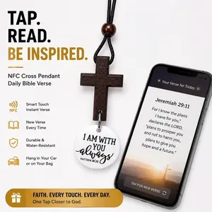 Bible Verse Cross Wooden Car & Bag NFC Hanging Decoration – Christian Gift for Mom & Dad Religious Ornaments