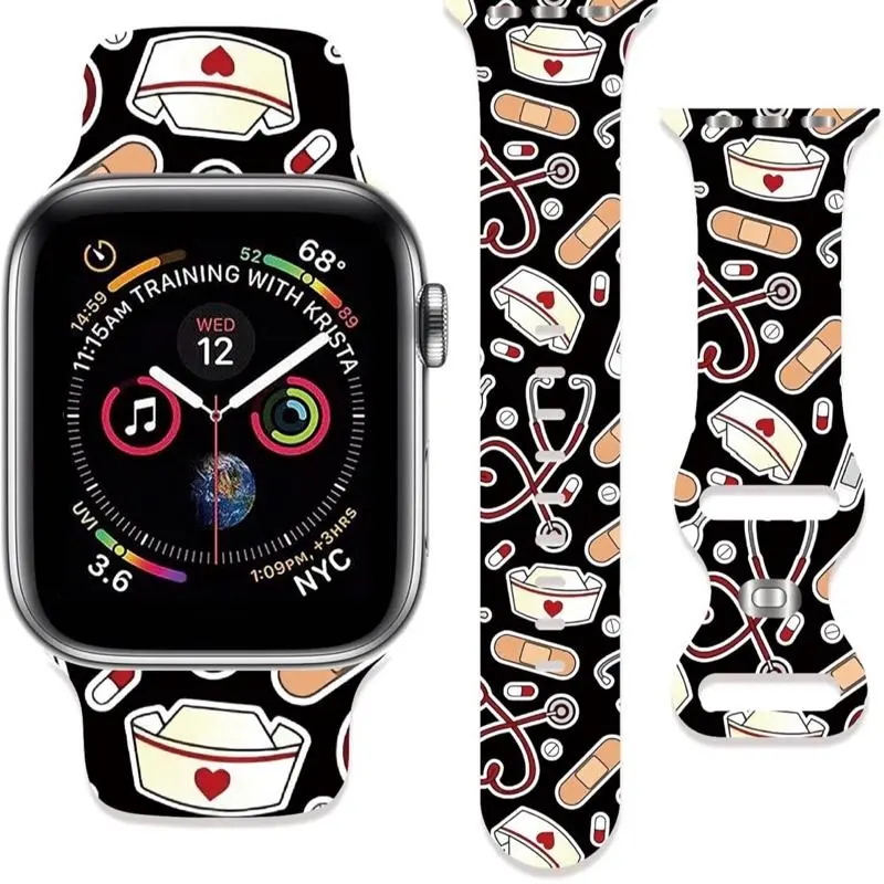 Medical Theme Silicone Watch Strap for Apple Watch- Playful Design with Hanging Pendants, Quick-Release Feature, High-Quality Materials for Everyday Wear - Wearable Durability Colorful
