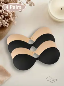 4 Pairs Of Women's Mango-shaped Invisible Lifting Bra Patches，Self Adhesive Nipple Covers,Comfort Invisible Push Up Nipple Pasty,Fashion Lingerie Accessories for Women,Water Bra, Lingerie Wear for Women Lady, Nip Covers,Classic Daily Wear, Everyday, Fit