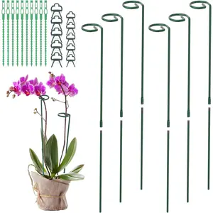 Stakes for Indoor Outdoor , 6 Packs 31.5 inches  Support Stakes with Twist Ties and Clips, Climbing  Sticks Garden Flower Stakes Support Hoops for Tomato, Pepper, Peony