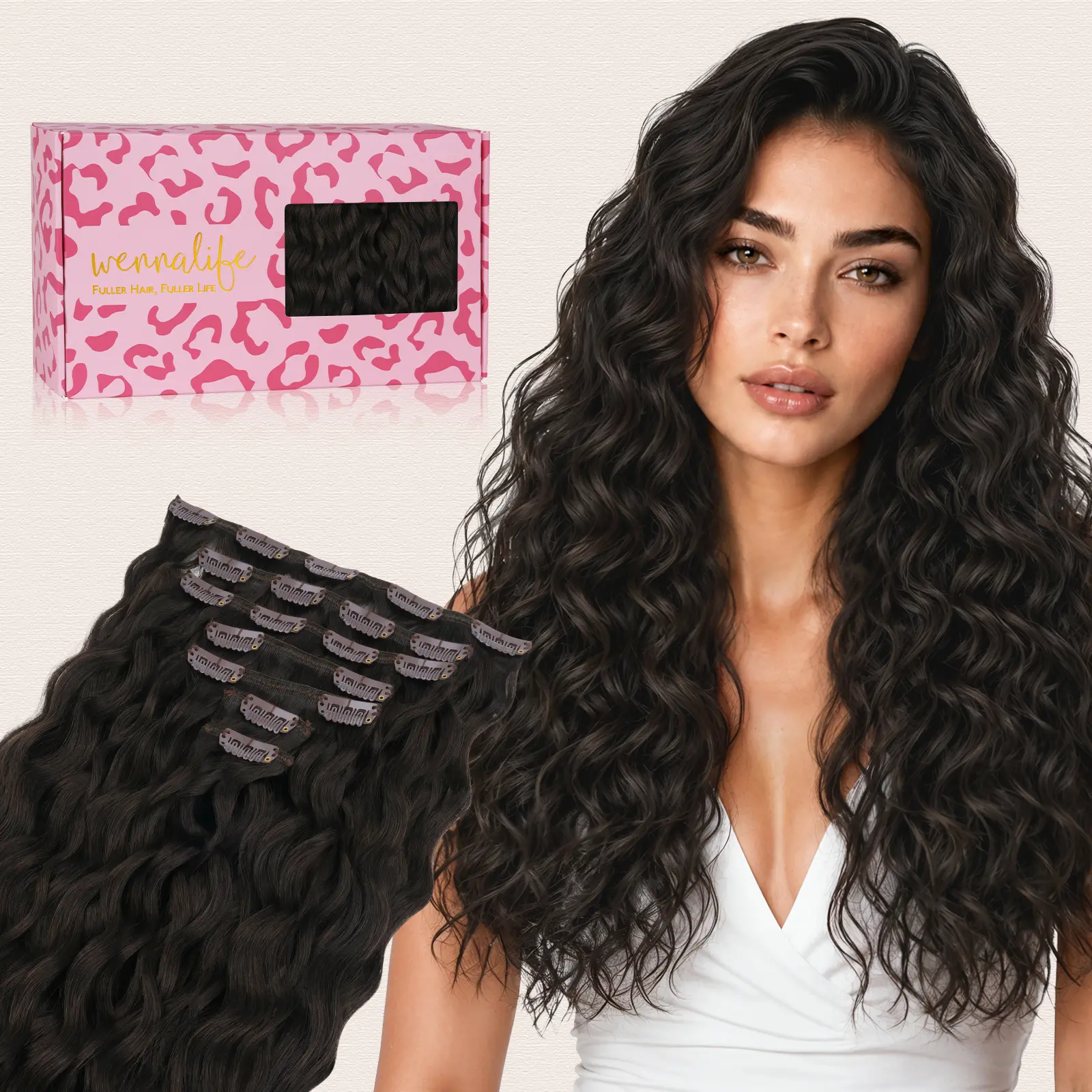 WENNALIFE Elf Curl Clip in Hair Extensions, Real Human Hair, 7pcs 120g-150g 16-26 Inch Curly Hair Extensions with Defined & Bouncy Curls, Effortless Summer Hairstyles #tiktokshopbacktoschool #sohochic