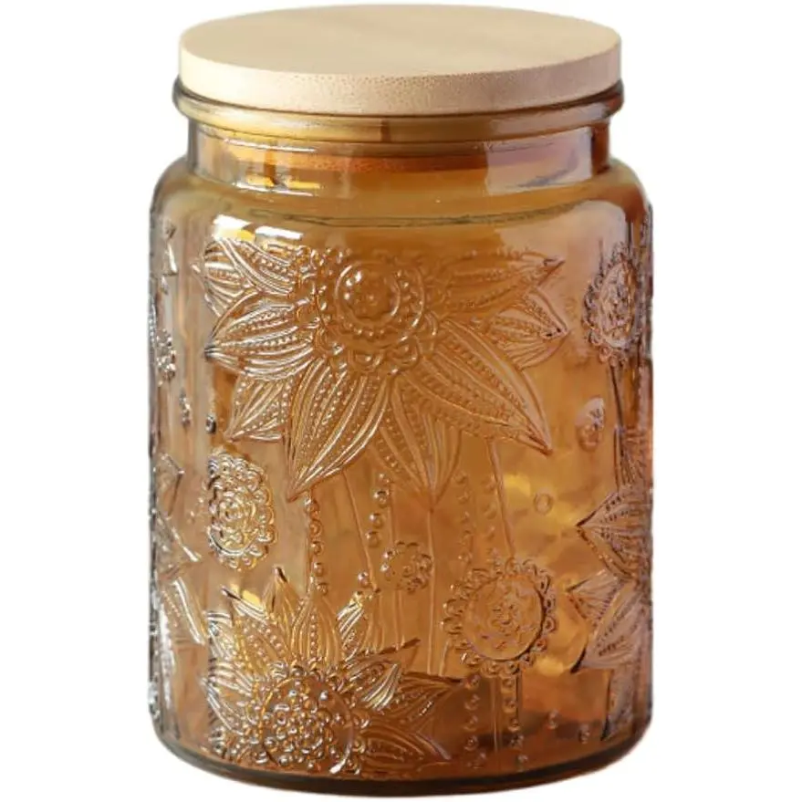 MIUVA Vintage Antique Glass Canister, 23.7 fl oz Dustproof Jar with Lid, Colored Mason Jar for Kitchen Pantry Decoration, Ideal for Coffee & Tea Storage