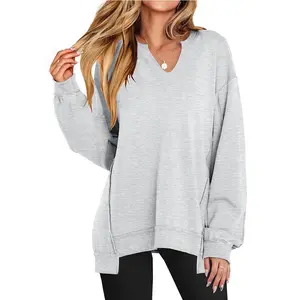 Women's Oversized Sweatshirts Long Sleeve Tunic Shirts V Neck Loose Pullover Tops