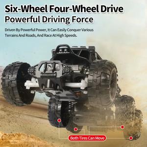 [# kids outdoor play]Tibibee Six-wheel alloy rock climbing remote control car, four-wheel drive off-road RC toy, all-terrain high elasticity shock absorption children's day gift, birthday gift for children over 3 years old(28×18×10cm)