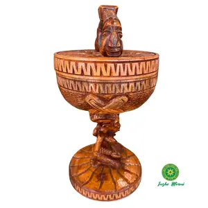 Ajere Ifá – Modelo C, Caoba 100% Natural, 16 Pulgadas Altura, Decor Religioso y Ornamento, Hecho a Mano, Auténtico y Noble