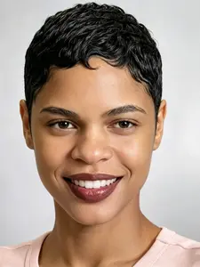 Short Wigs for Women Pixie Cut Human Hair Wigs for Women Natural Black Color Natural Look for Summer Short Layered Pixie Wigs