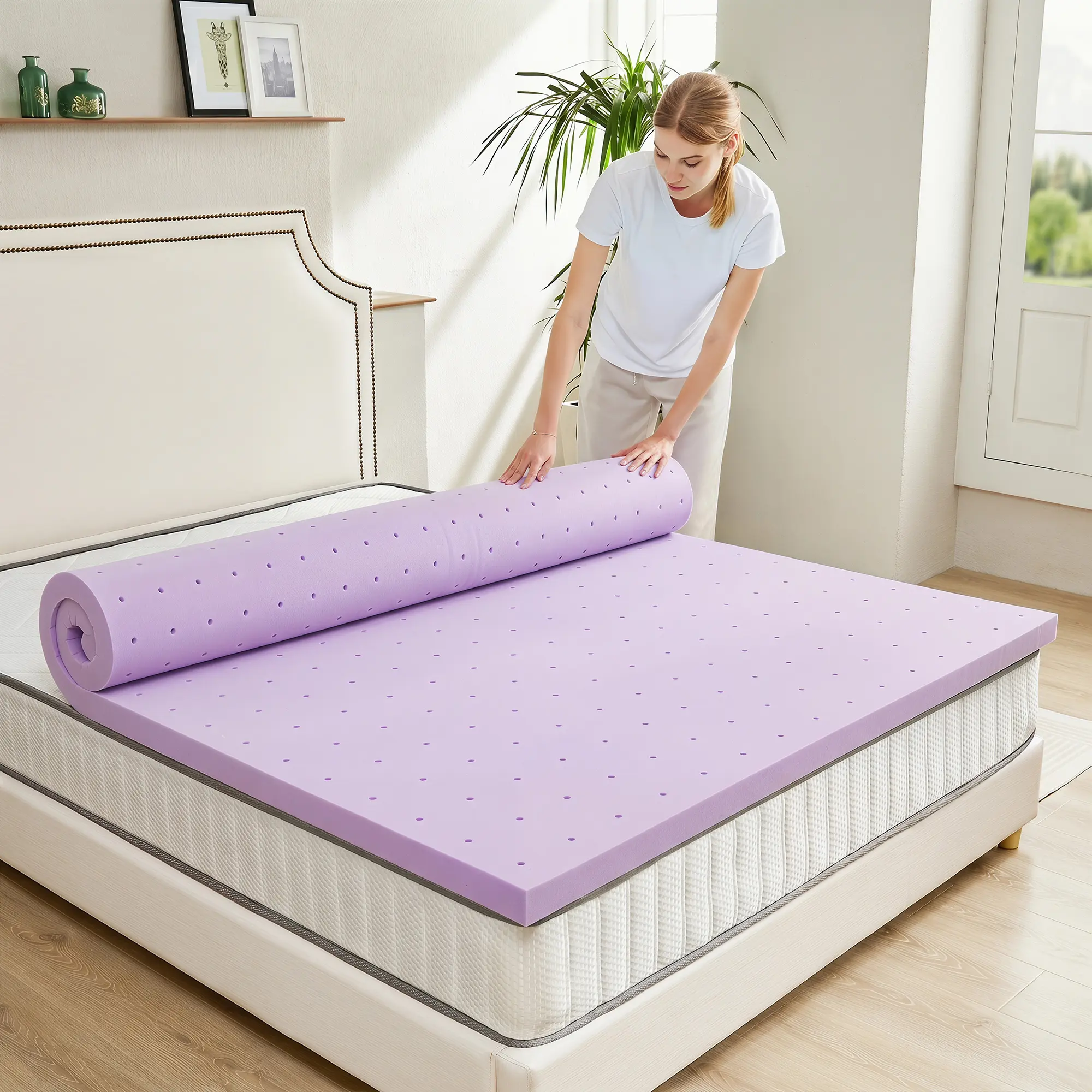 Cool Gel Memory Foam Mattress Topper, Comfort Body Support & Pressure Relief, CertiPUR-US Certified