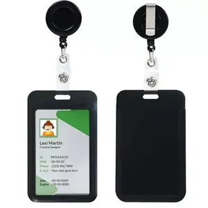 Expandable ID Badge Holder Lanyard Clip, Reusable Plastic Card Protector with Snap Button Fastening, Durable Design for Daily Use, Retractable Badge Holders