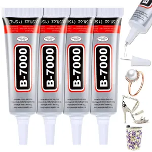 Clear Glue for Rhinestones, 4pcs 15mL Strong Adhesive for Jewelry Bead Gem with Precision Tip, Quick Dry Bedazzling Glue for Jewelry Making Fabric Shoes DIY Crafts Nail Art