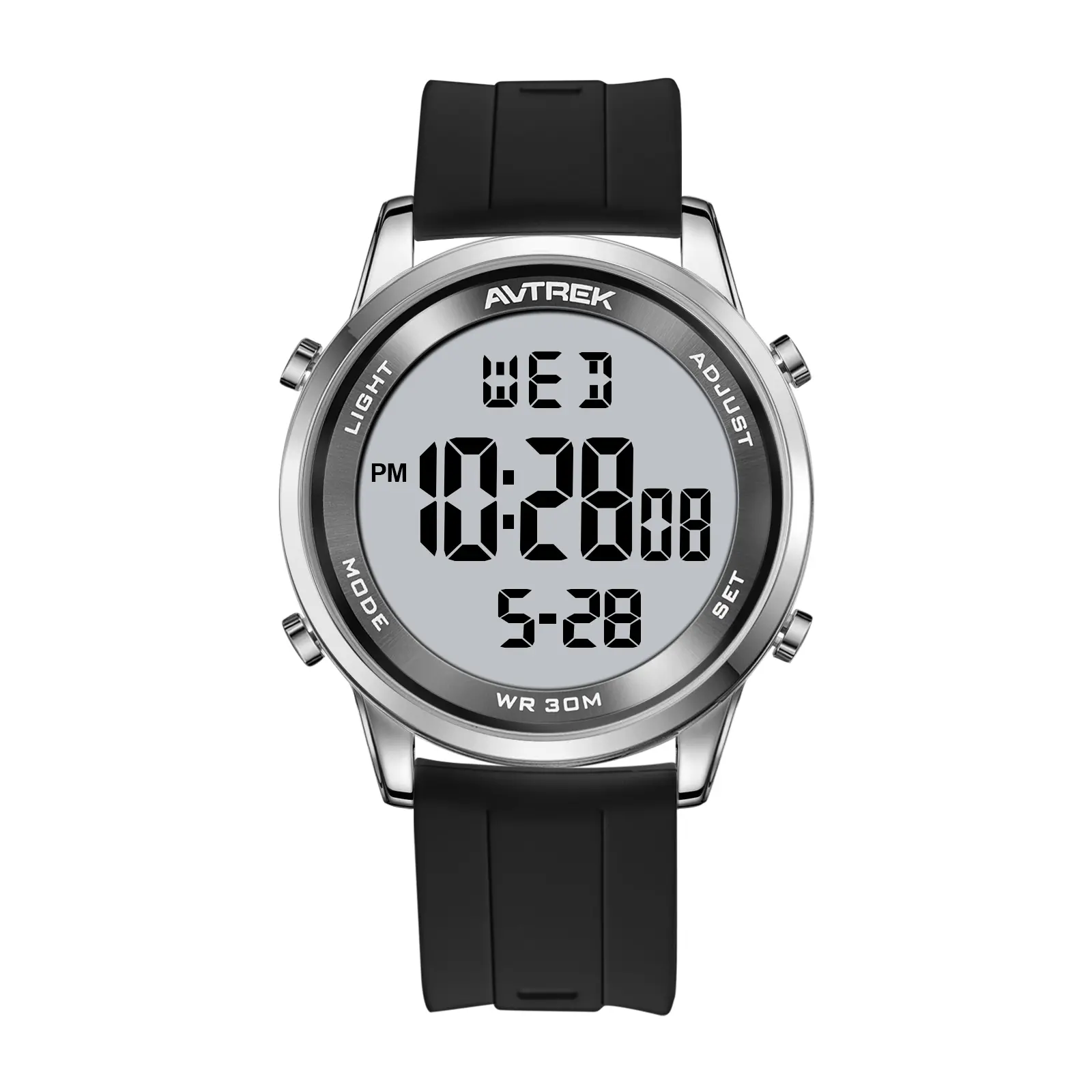 AVTREK Ultra-Thin Digital Watch Waterproof,Mens Wristwatch with Timer/Countdown/Alarm/Hourly Chime/LED Backlight,Easy to Read,12h/24h