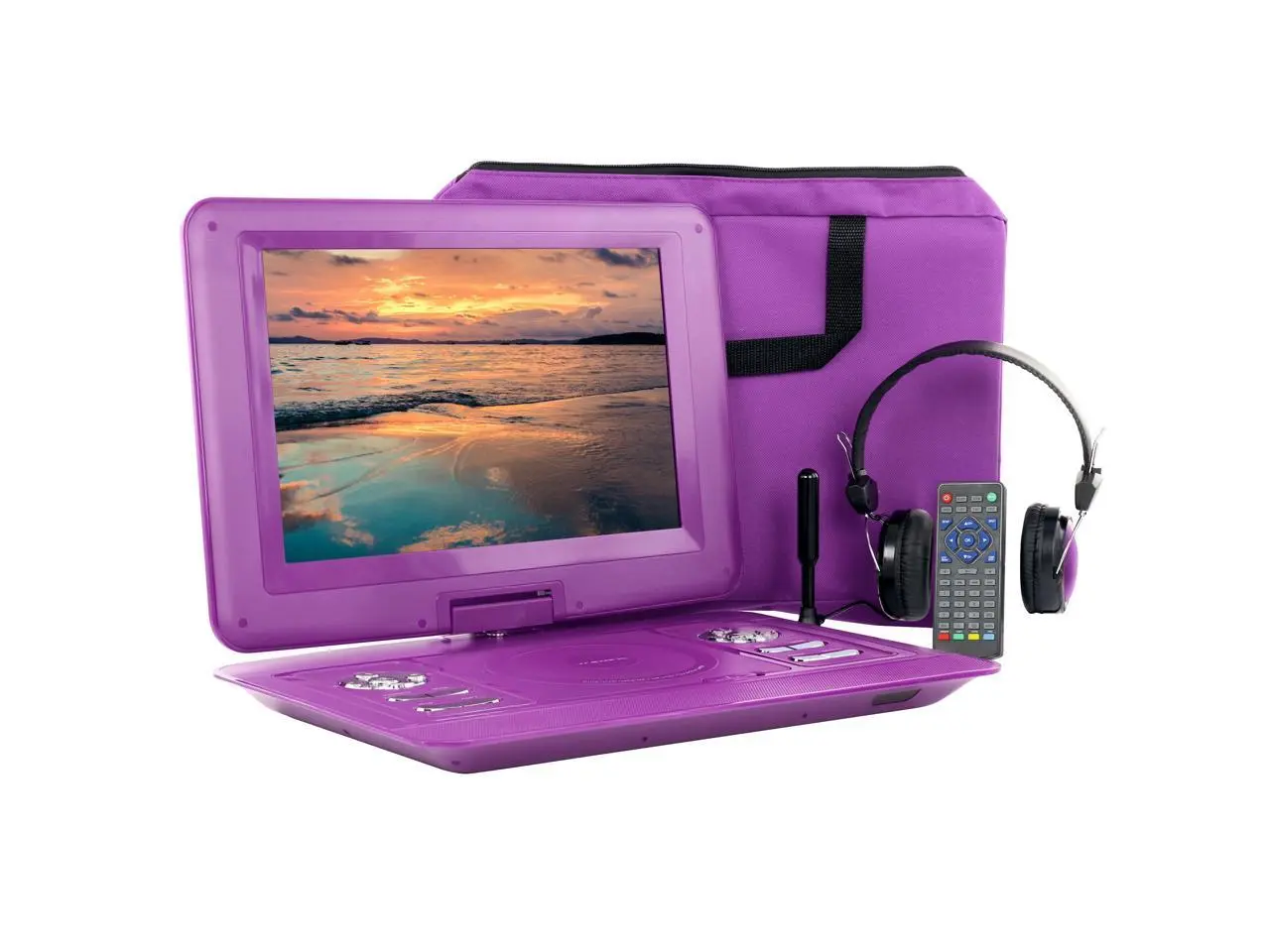 Trexonic 13.3 Inch Portable TV+DVD Player with Color TFT LED Screen and USB/HD/AV Inputs - Purple