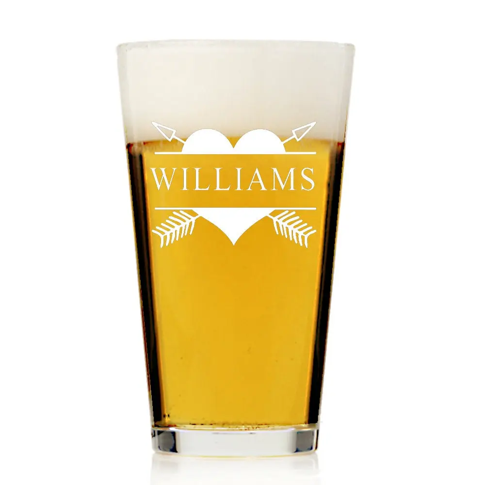 Personalized Pint Beer Glass, Split Monogram Heart Beer glass, Personalized Beer Glass  , Engraved Pint Beer ,Groomsman Gifts,Beer Gift
