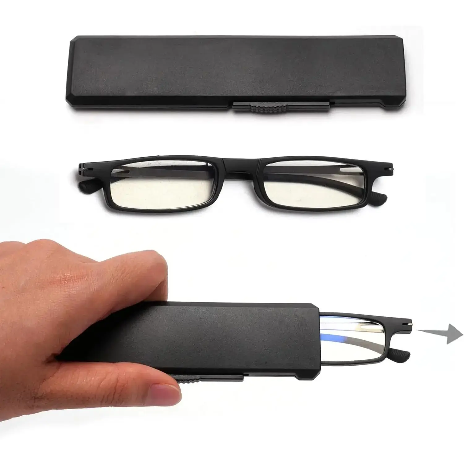 Compact Folding Reading Glasses with a TR90 & Stainless Steel Frame, Unisex Blue Light Blocking Lenses for Daily Computer Use, Manicure, Engineering Model, Jewelry Repair