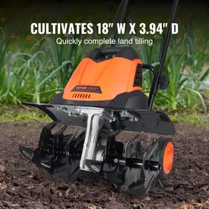 V12 Amp Electric Garden Tiller - 18" Width, 4" Depth Cultivator