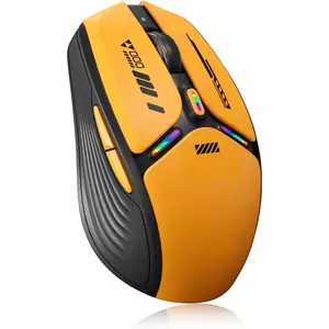 F-MUW09  V19 Wireless Mouse, 2.4GHz Rechargeable Mouse LED with Battery Indicator, Magnetic Computer Mice with USB Receiver & Type-C Adapter for Laptop/PC/Mac/Chromebook-Orange