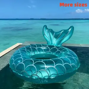 Multi-Sized Inflatable Swimming Pool Float Tube, Heavy-Duty UV Resistant Mermaid Tail Ring Inflatable Circle for Children and Adults, Colorful Pool Party Accessory Water Activities