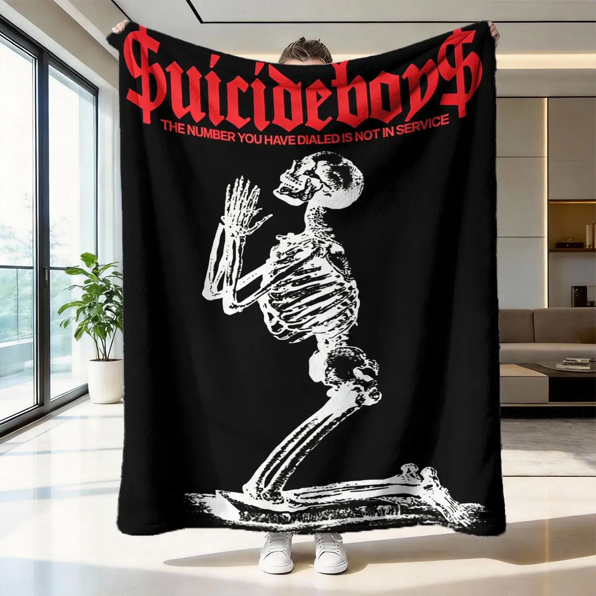 Suicideboys-Themed Polyester Flannel Blanket, Modern Vibrant Print Single-Piece Multi-Size Throw, Soft & Fluffy Warm Cozy, Ideal Fan Gift, Perfect for Bedroom Decoration