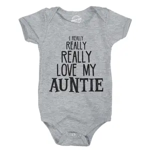 Baby Really Really Love My Auntie Cute Funny Shirt Infant Creeper Gift Aunt Funny Baby Onesies Funny Aunt Onesie Novelty Onesie Light Grey