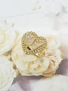 Mother's Day Gift Elegant Butterfly Heart Ring with Synthetic Zircon, Fashionable Couple Ring, Valentine's Day Gift, Date Night Gift, 1pc