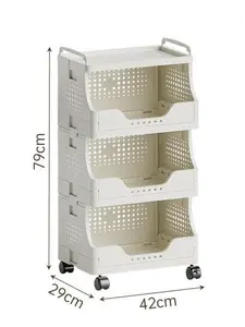 Indoor Rolling Storage Cart, Portable Movable Shelf, Large Capacity Organizer Trolley for Home