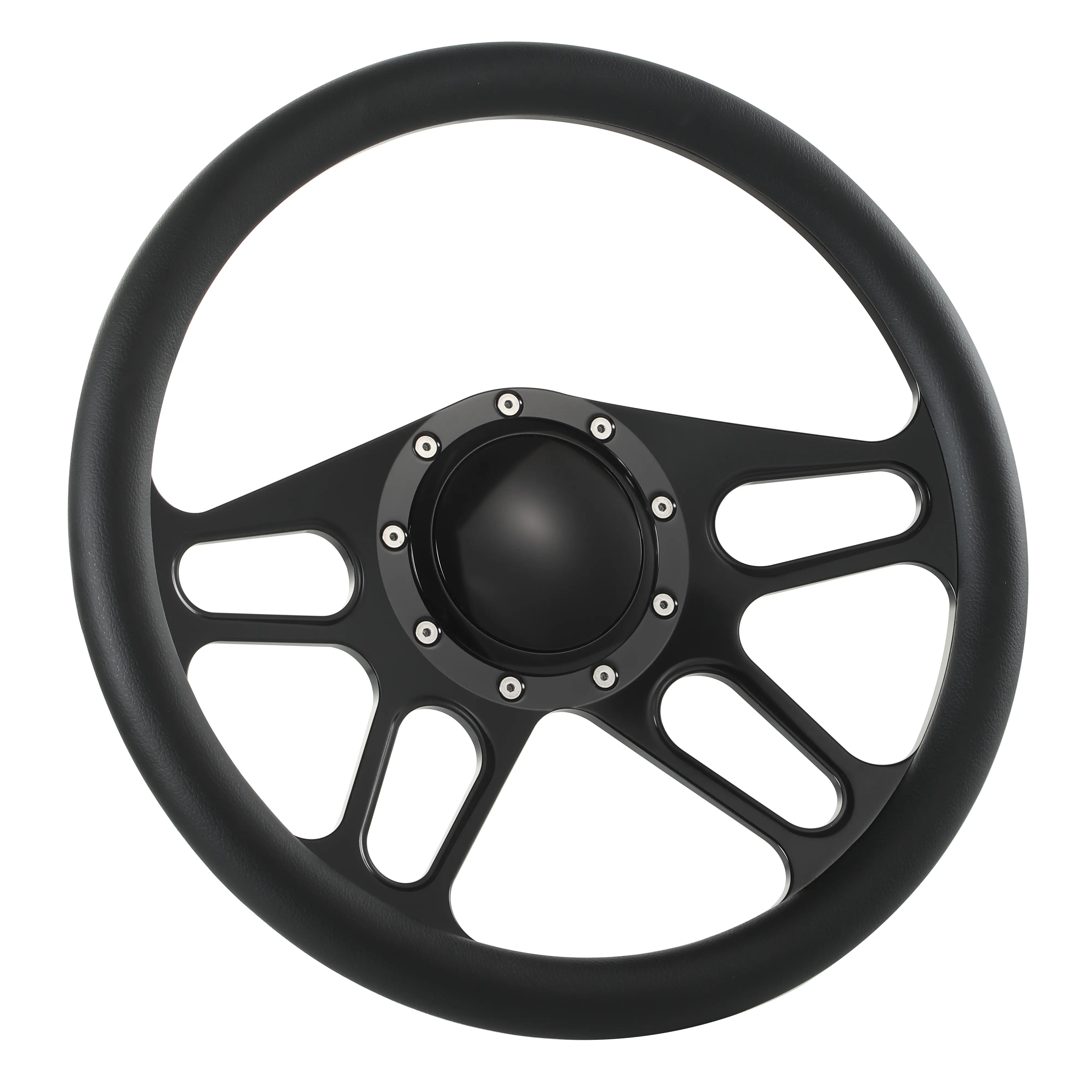 Flashpower 14-in Billet Half Wrap Steering Wheel with 9 Bolts, Horn Button, Aluminium Half Wrap Ring, Comfortable Touch, Compatible with Most 9-Bolt Adapters