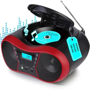Boombox CD Player Portable, Portable CD Players for , Radio CD Player Stereo with AUX/USB/FM/, AC/, Sleep Timer, Boom Box with   for ,Seniors,, Red