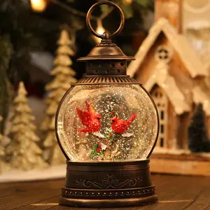 Christmas Snow Globes Cardinal , Light Up Musical Snow Globe Christmas Decorations, 6H Timer, USB/ Operated, Cardinal  Indoor  Decor