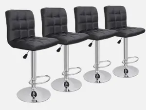 Bar Stools Set of 4 PU Leather Adjustable Swivel Barstools Kitchen Counter Stool