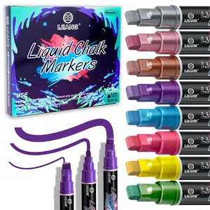 Window Chalk Markers for Glass Washable Jumbo Liquid Chalk Marker, with 6mm and 10mm 3 in 1 Nib Thick Wide Tips, Neon/Macar/Metallic Colors for Big Blackboards Markers, Car Paint Pen,  Auto, Bistro,  Mirror Poster, Chalkboard