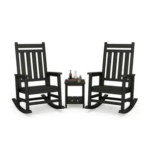 Adults' 2-Piece HDPE Poly Lumber High-Back Rocking Chair Set with Side Table, All-Weather Resistant Outdoor Patio Furniture for Porch, Garden,summerwins