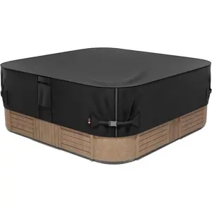 Outdoor Waterproof and Weatherproof Hot Tub Cover 85 x 85 inch fit 84 x 84 or 83 x 83 or 82 x 82 or 7 ft x 7 ft Square SPA 600D Heavy Duty Protective Cover Cap