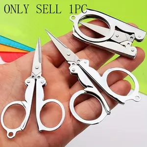 1pc Mini Folding Scissors - Durable Stainless Steel, Razor-Sharp Blades for Home, Office, and Travel - Portable, Space-Saving Design, Ideal for On-The-Go Convenience, Classroom Supplies