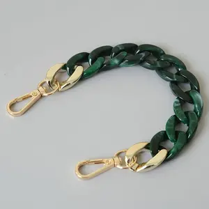 HEYIXI Bag Handle Chain   Handbag Strap  Purse Replacement 28cm, Beige,green,transparent White