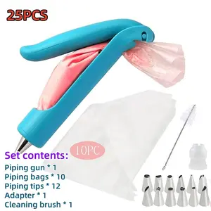 Multifunctional Cake Decorating Pen Set, Cake Decorating Kit, Pastry Decorating Tools, 12 Interchangeable Nozzles, Multiple Nozzles, Food Grade Material, Pressure Gun, Suitable for Baking Enthusiasts